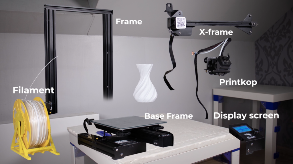 Exploded view van de 3D printer